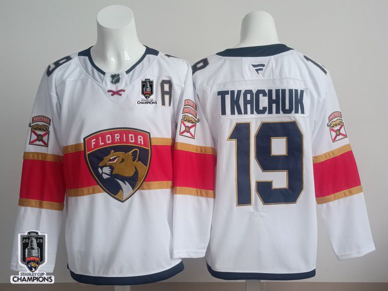 Men 2025 Florida Panthers 19 Tkachuk White Fanatics Home Premium NHL Jersey style 2